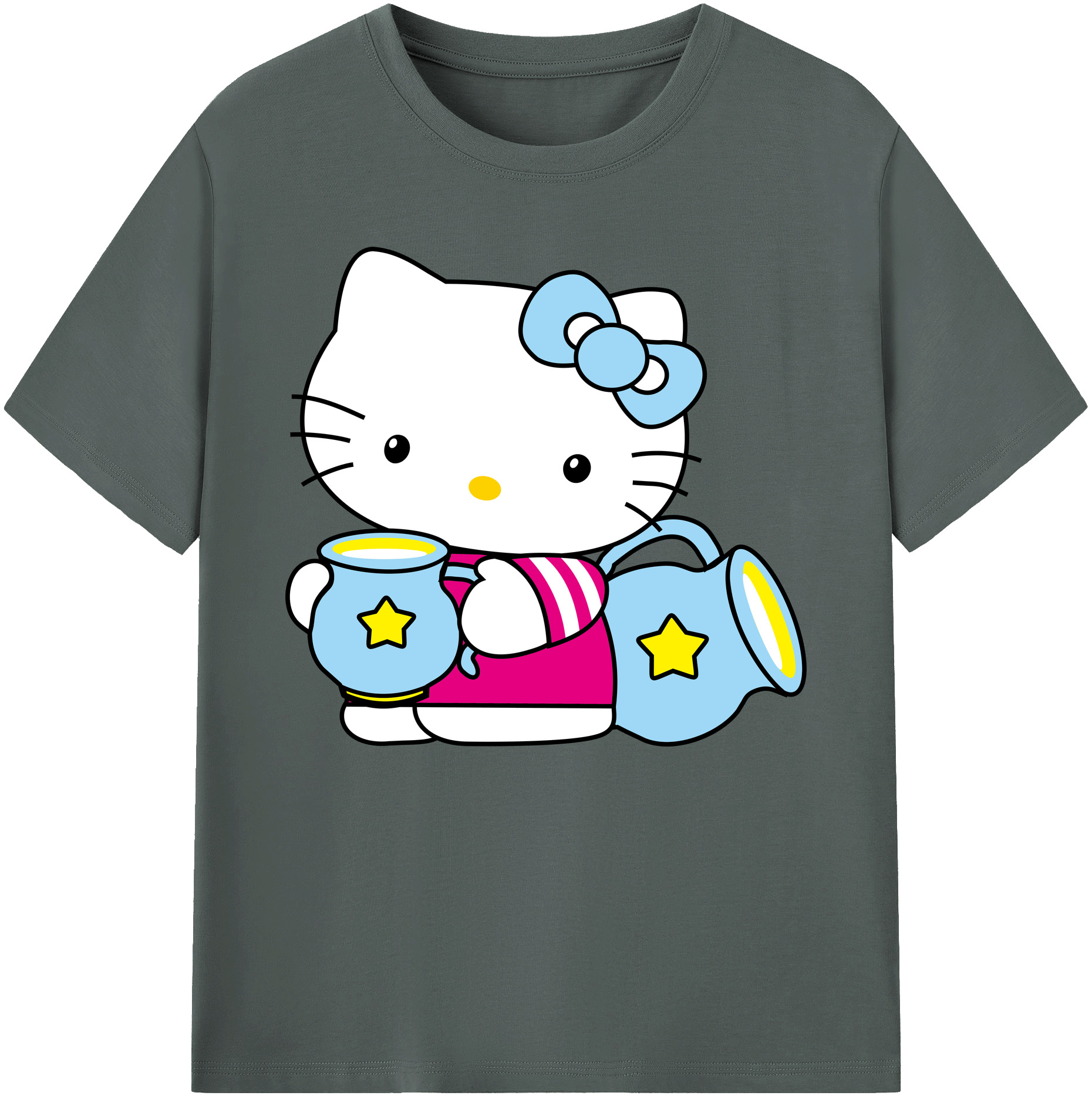 （画像用） Hello Kitty ハローキティ 綿100％ メンズ半袖Tシャツ｜肌触りやわらか＆通気性